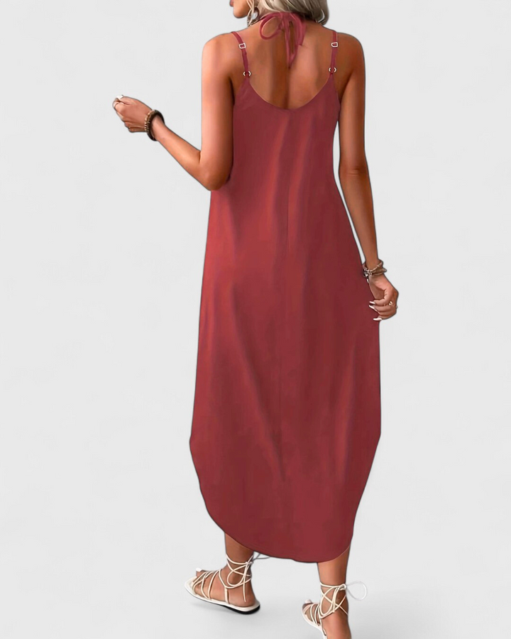 Tracie - Long Dress With Loose V Neck