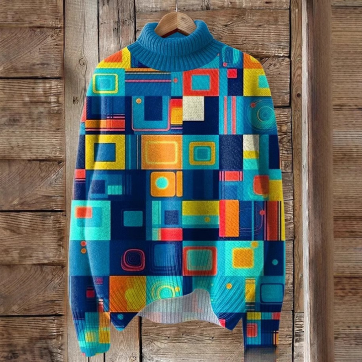 Daria - Print And Turtleneck Knitted Sweater