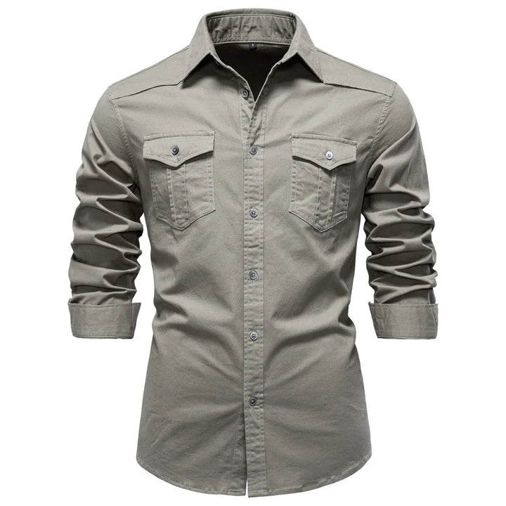 Norbwaldmir - Long Sleeve Cotton Shirt