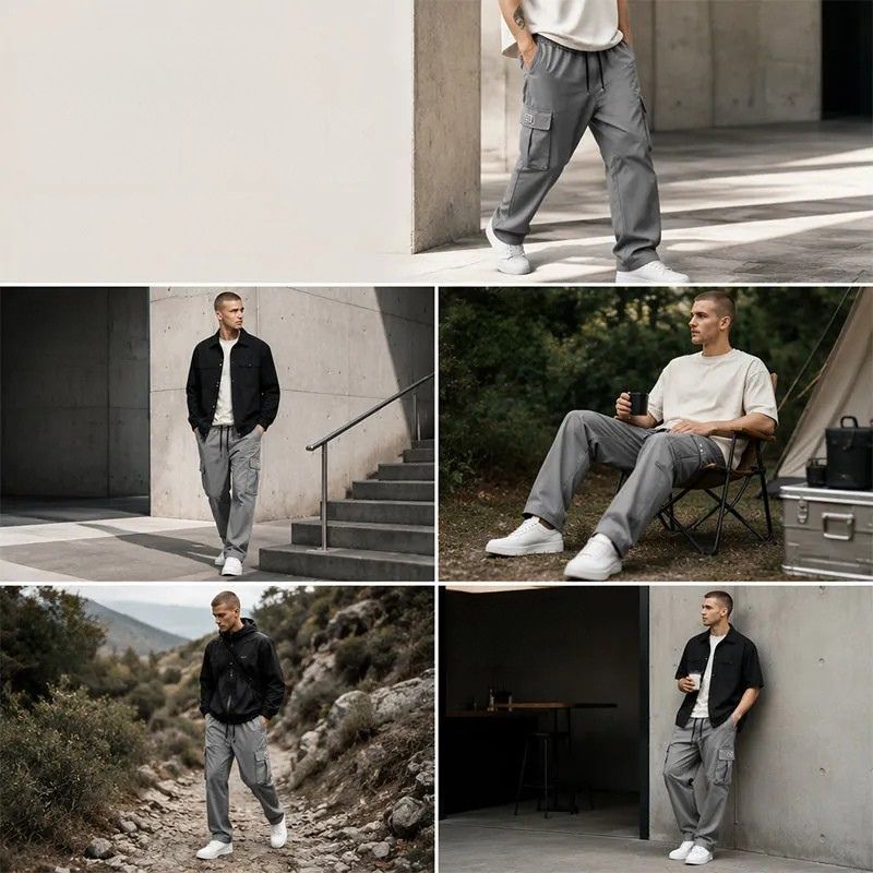 Zephyrtrace - Cargo Trousers With Drawstring Waist and Pockets