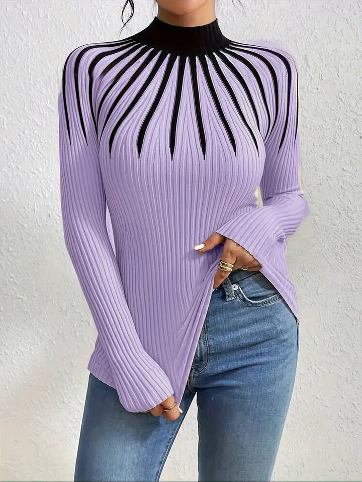 Maider - Elegant Long Sleeve Sweater With High Neck