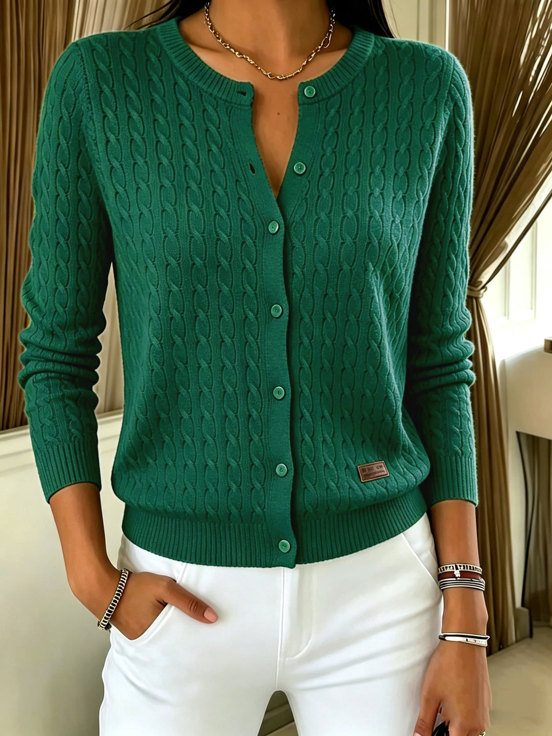 Lauroiana - Cable Knit Cardigan With Buttons
