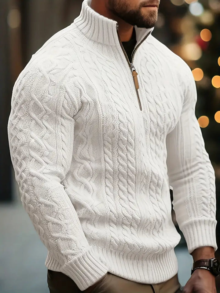 Rabada - Half-Zip Knitted Sweater With Stand-Up Collar