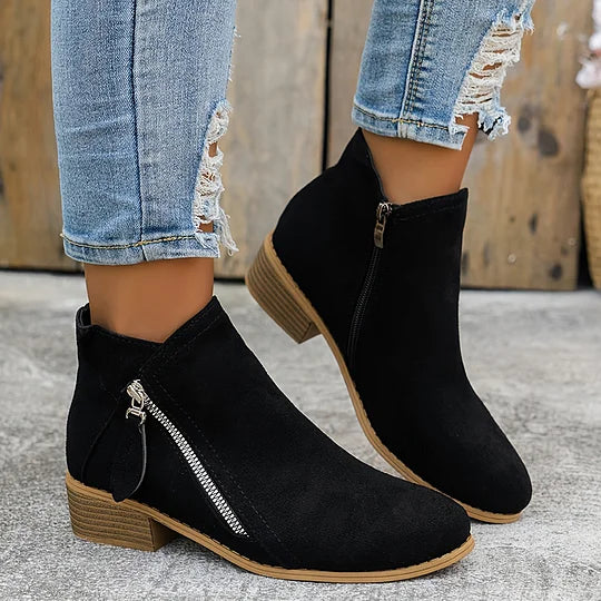 Farah - Orthopedic Leather Ankle Boots With Zipper
