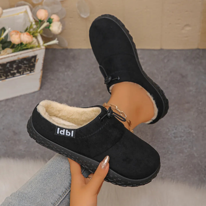 Elenora - Faux Suede Fleece Lined Drawstring Slip-On Shoes