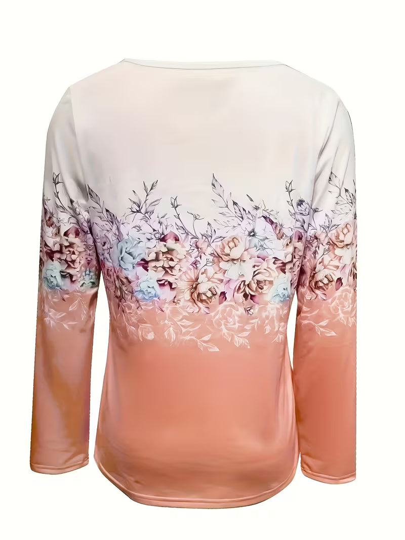 Saskette - Elegant Floral Graphic Print Top