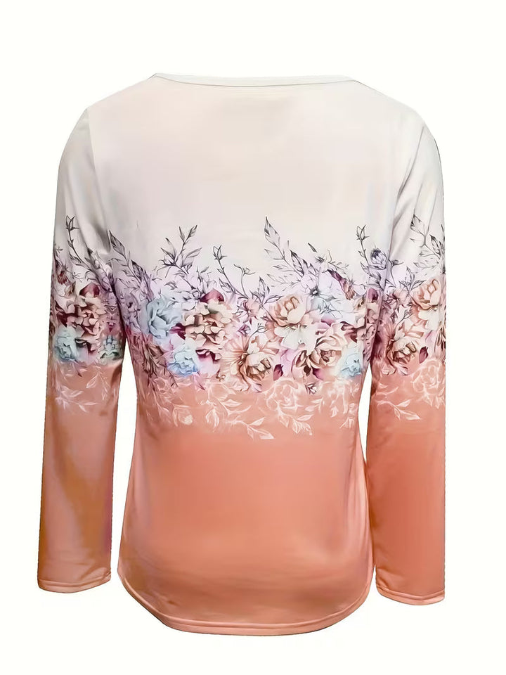 Saskette - Elegant Floral Graphic Print Top