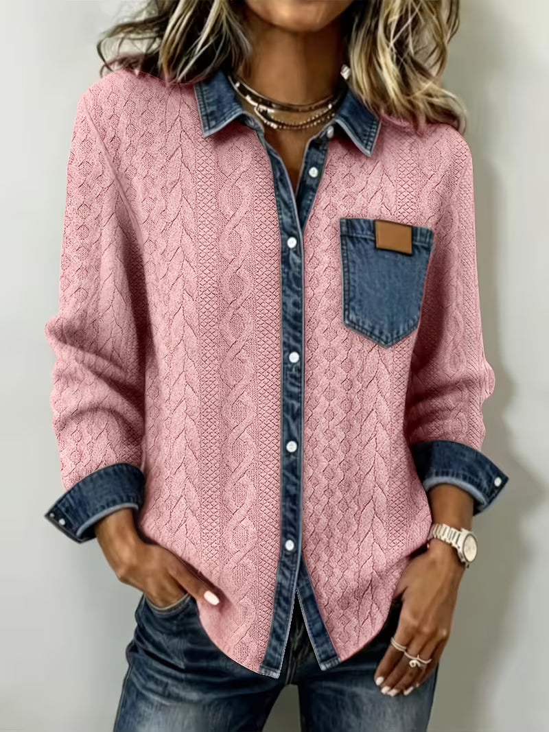 Miraelene - Long-Sleeve Patch Pocket Shirt