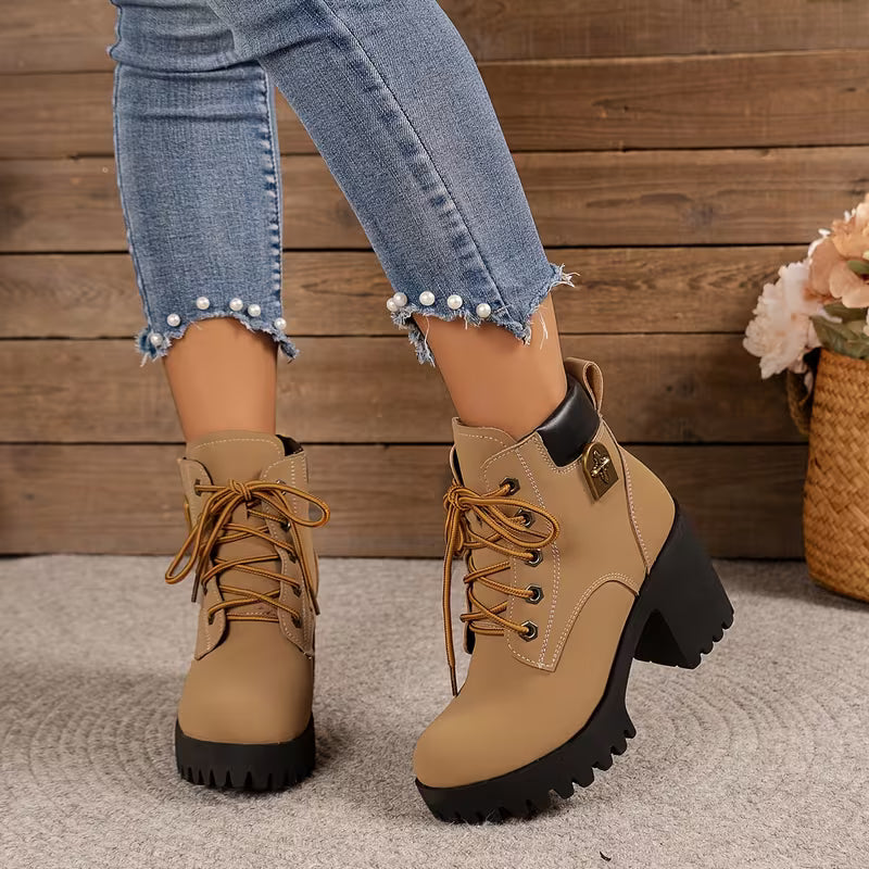 Paletta - Lace-Up Chunky Heel Ankle Boots