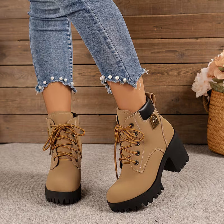 Paletta - Lace-Up Chunky Heel Ankle Boots