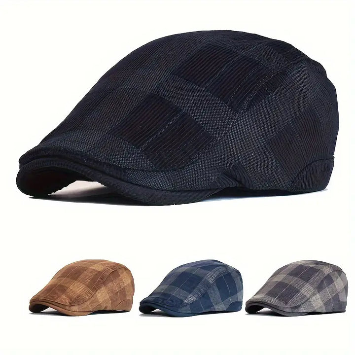 Enriko - Vintage Plaid Cotton Beret Cap