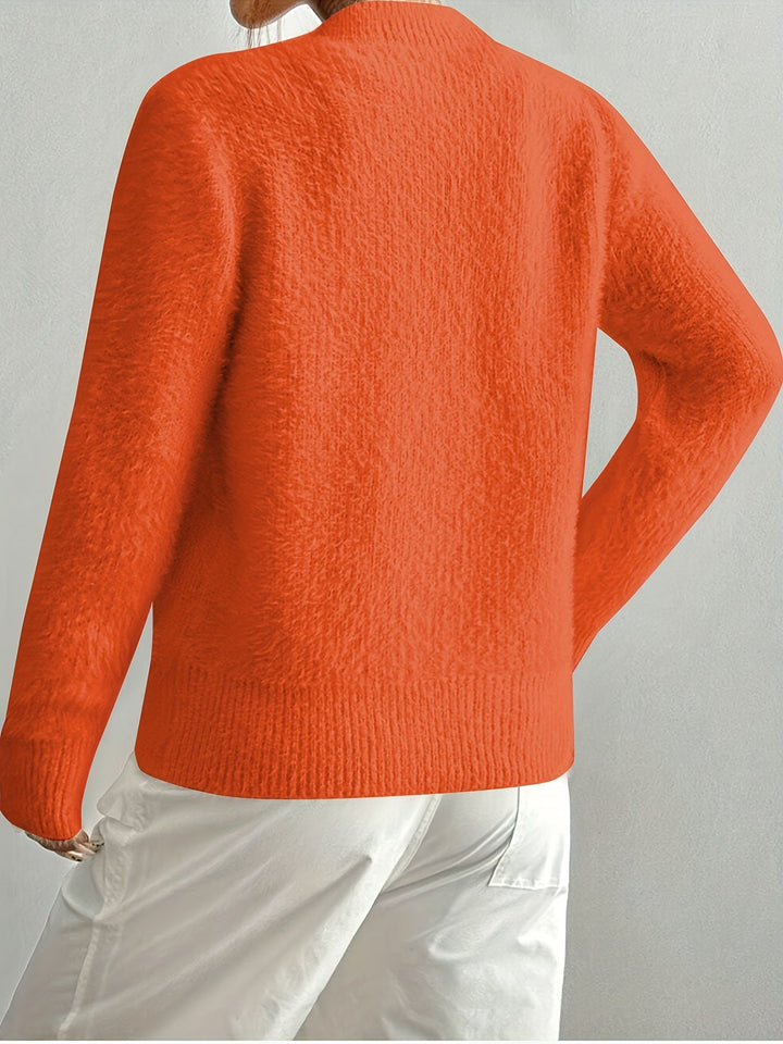 Smelissa - Heart Button Long Sleeve Knitted Cardigan