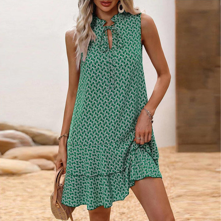 Lenora - Casual Bohemian Print And Ruffle Mini Dress