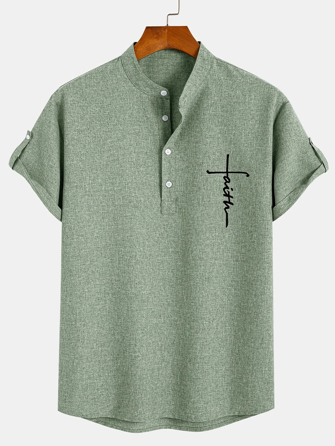Elliott - Elegant Short Sleeve Shirt With Stand Collar