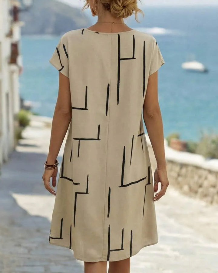Ainee - Printed Round Neck Summer Dress