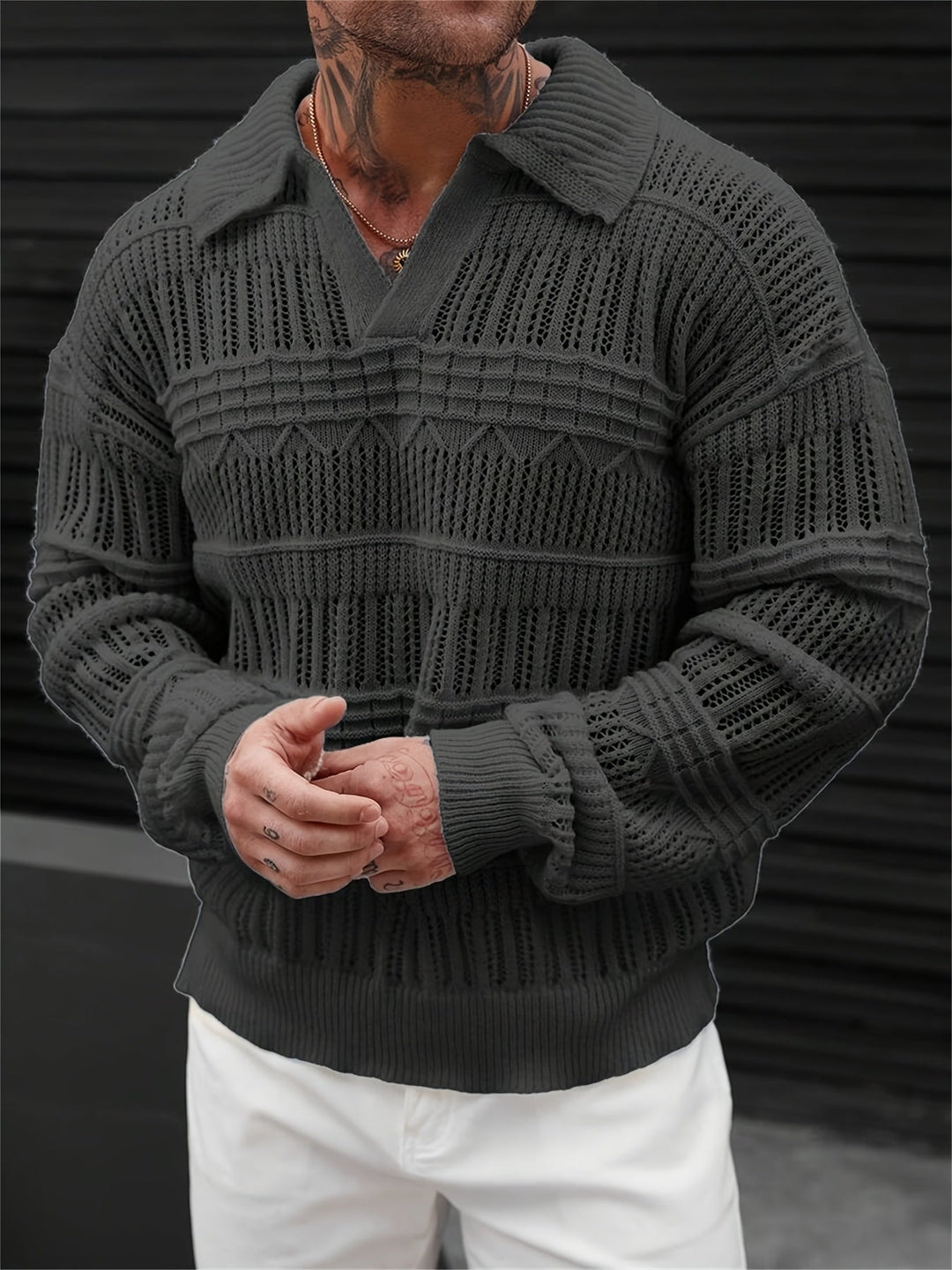 Wesley - Long Sleeve Sweater With Cut Out Design
