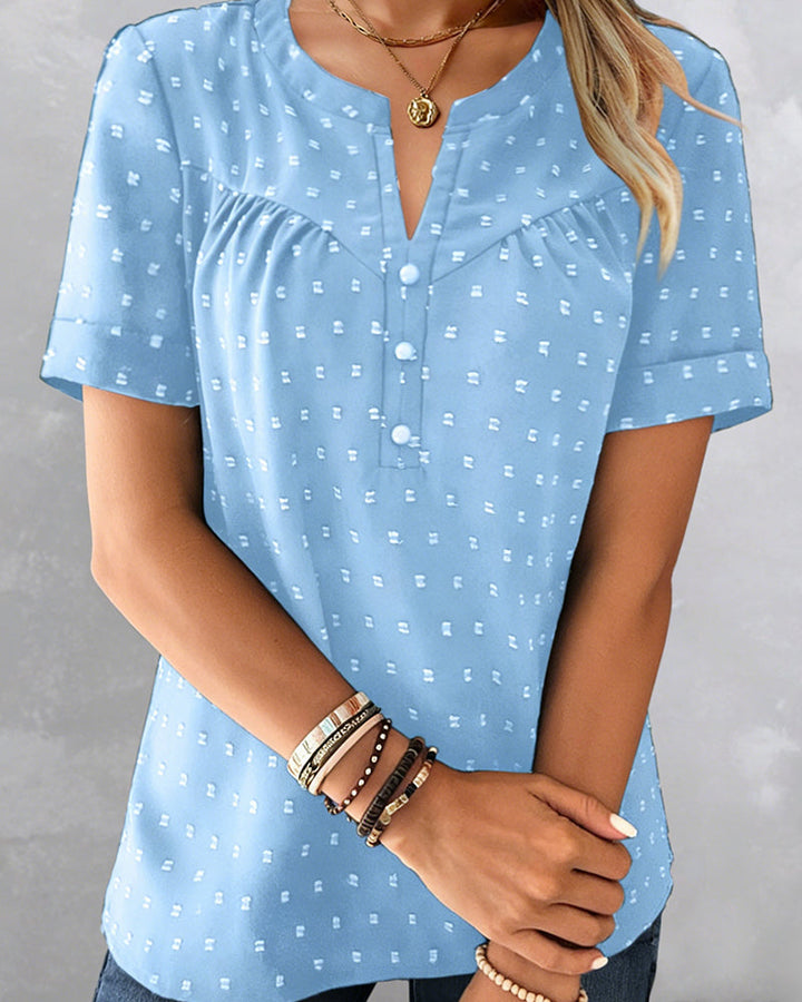 Seela - Short Sleeves Blouse With V-neck