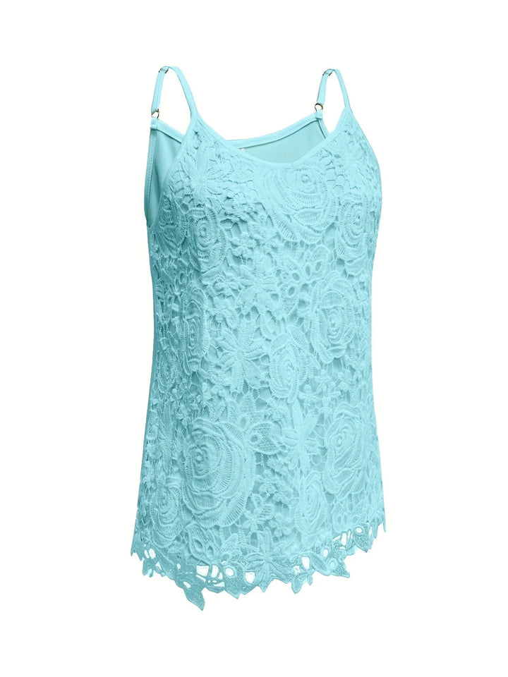 Juna - Elegant Sleeveless Lace Top With V Neck