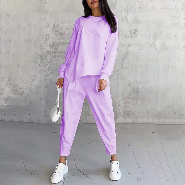 Velea - Casual Long Sleeve Sweatshirt and Jogger Set