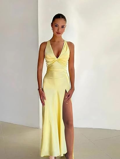 Fabiola - Elegant V Neck And Sleeveless Maxi Dress