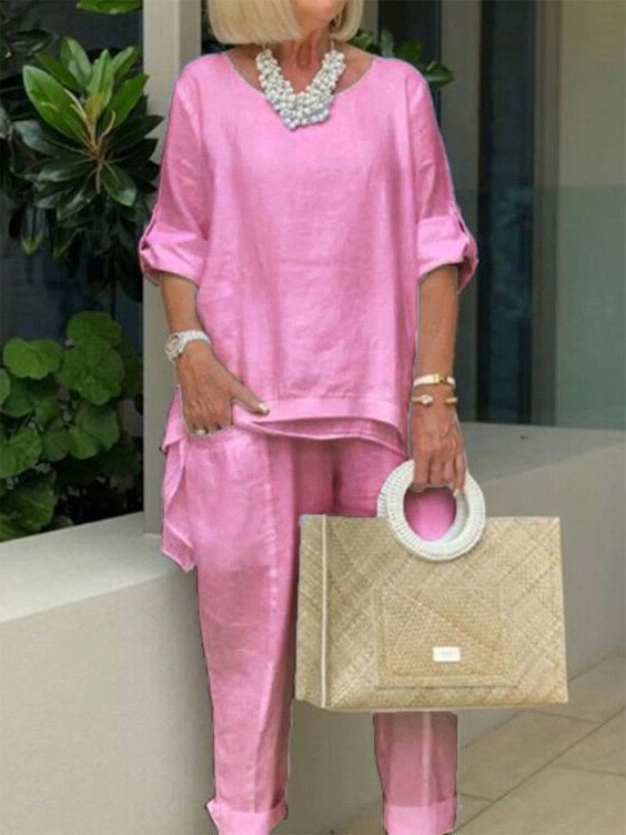 Danni - Round Neck 2 Piece Casual Suit