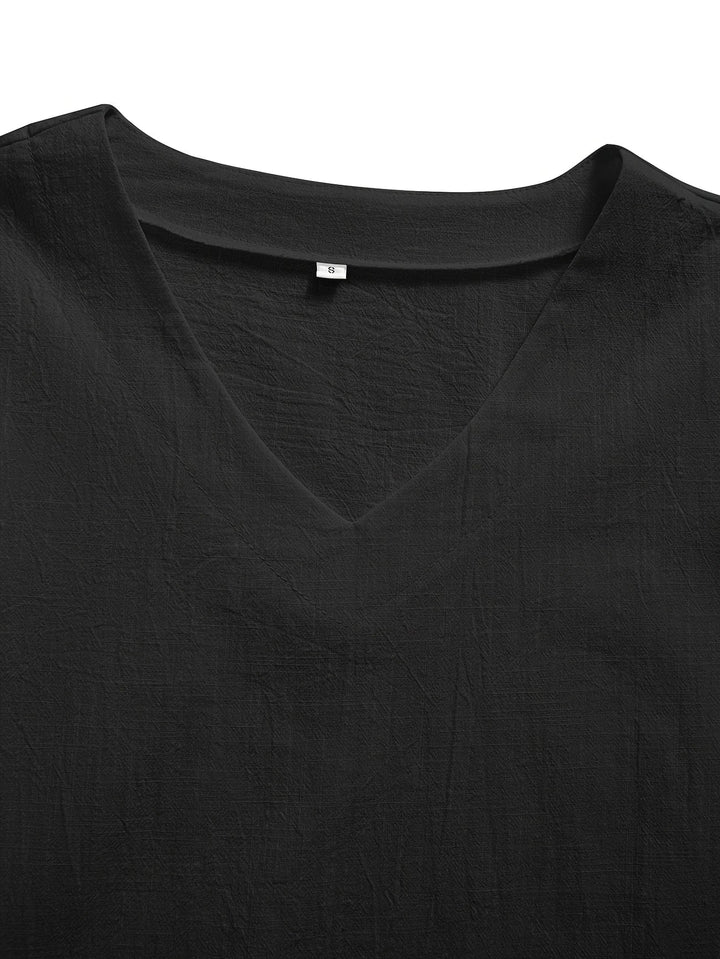 Mattea - Casual Loose Fitting Top With V Neck