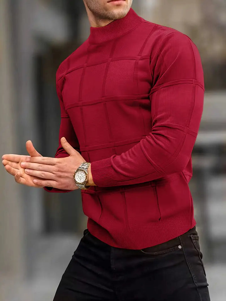 Nunzio - Comfortable Knitted Mock Neck Sweater