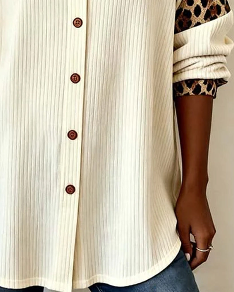 Jordana - Leopard Print Button-Down Collar Shirt