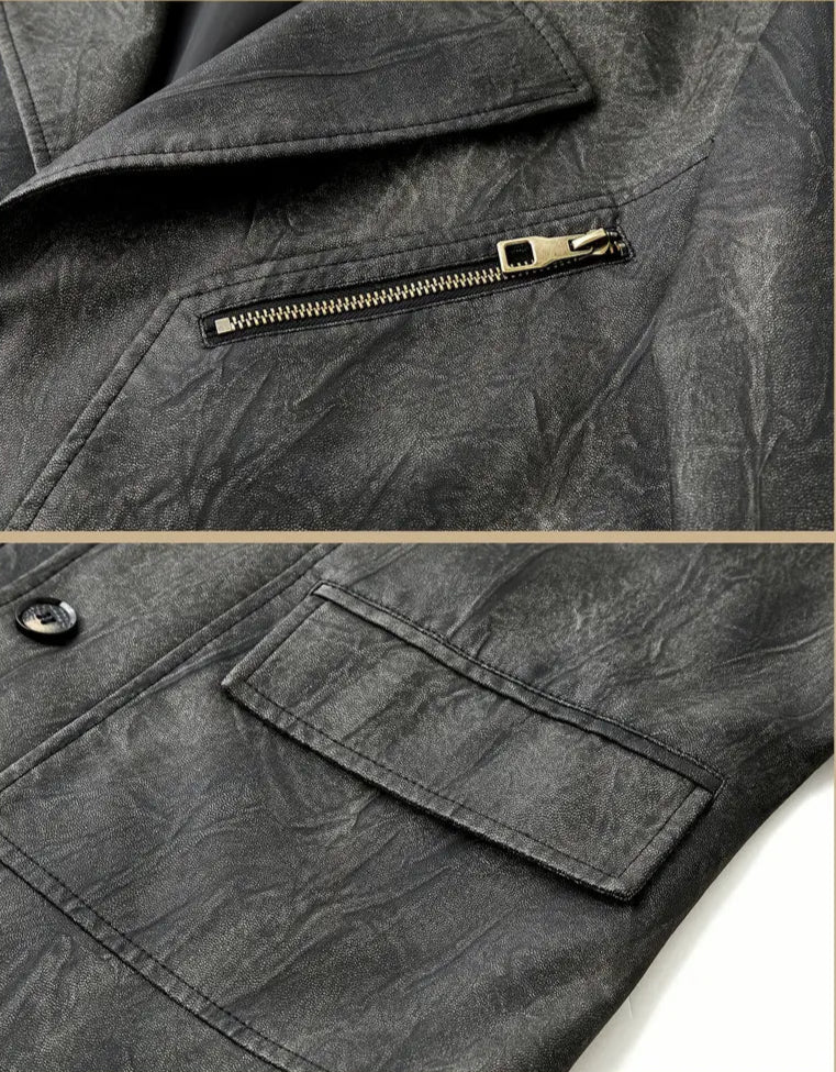 Julien - Leather Jacket With Locomotive Collar