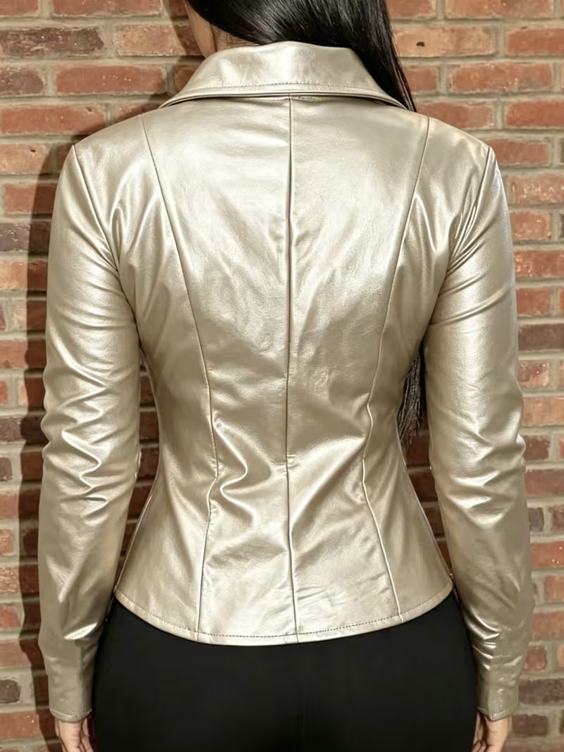 Celita - Leather Jacket With Front Pockets