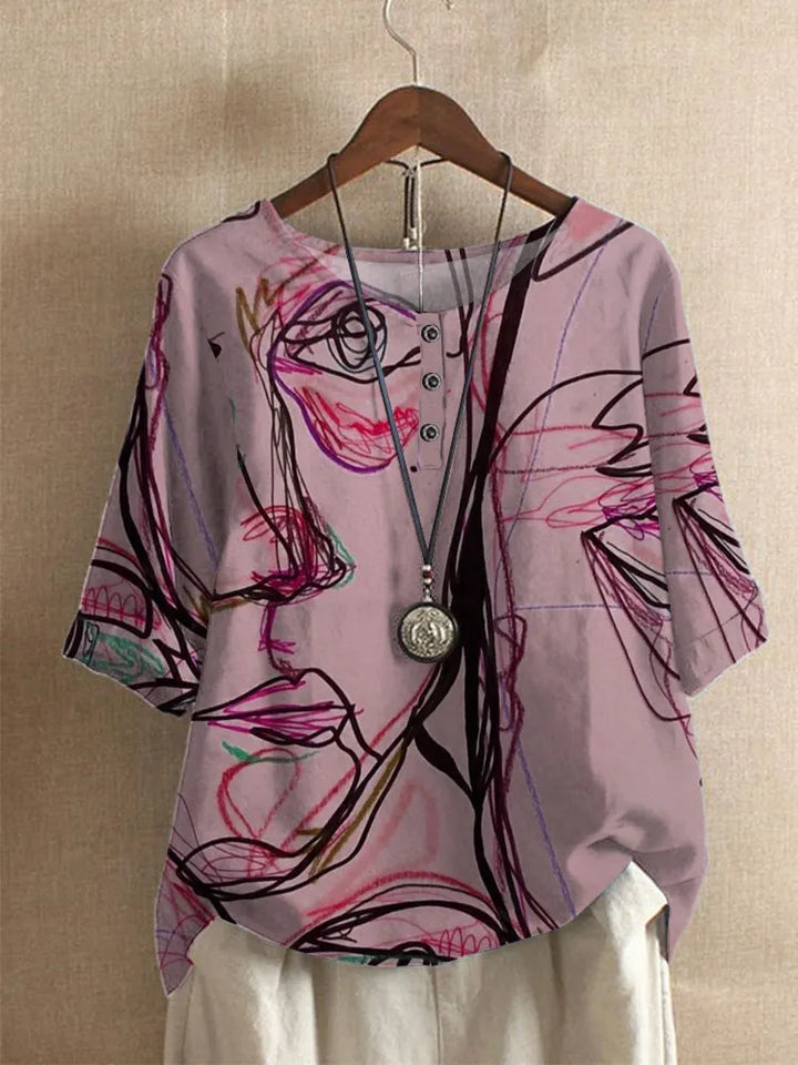 Silina - Blouse With Abstract Figure Print