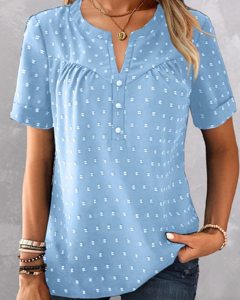 Seela - Short Sleeves Blouse With V-neck