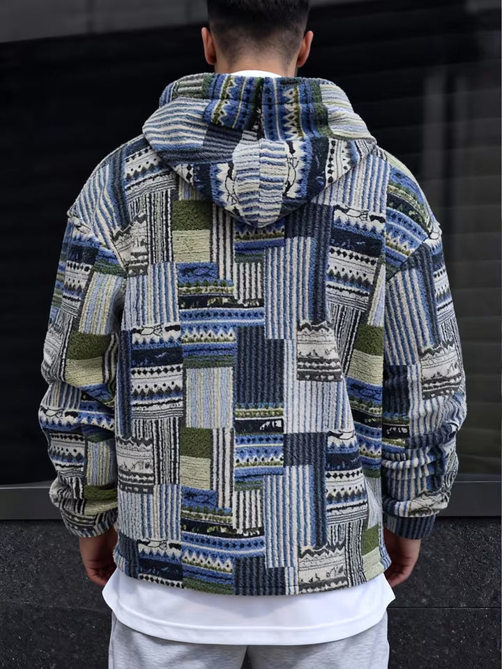Solarishift - Printed Zip-Up Hooded Sweatshirt