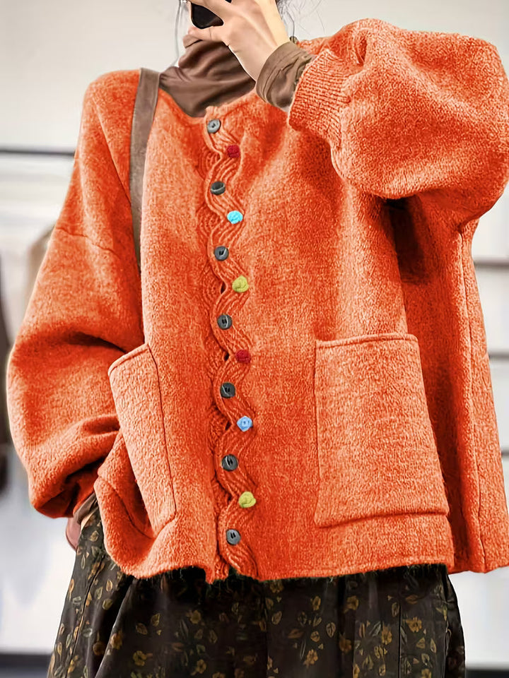 Kynza - Oversize Cardigan With Colorful Button Front