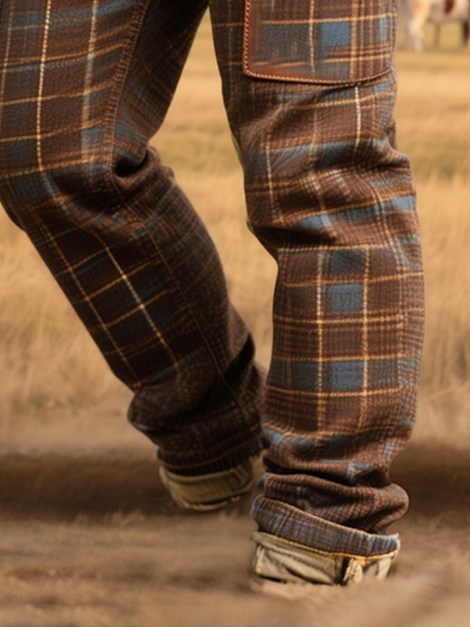 Ravindra - Vintage Plaid Panel Leather Pant