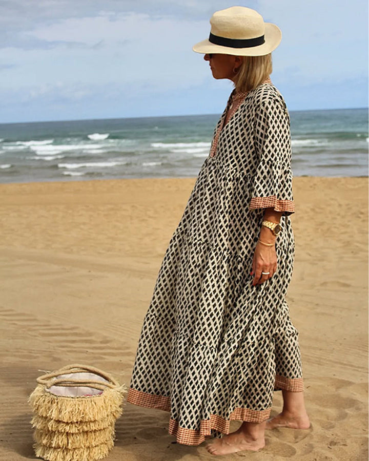 Relesha - Loose Fit Diamond Pattern Dress