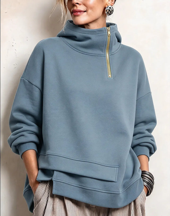 Margherita - Modern Asymmetric High-Neck Sweatshirt