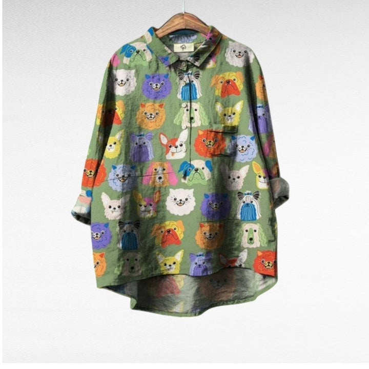 Dovile - Elegent Blouse With Dog Print