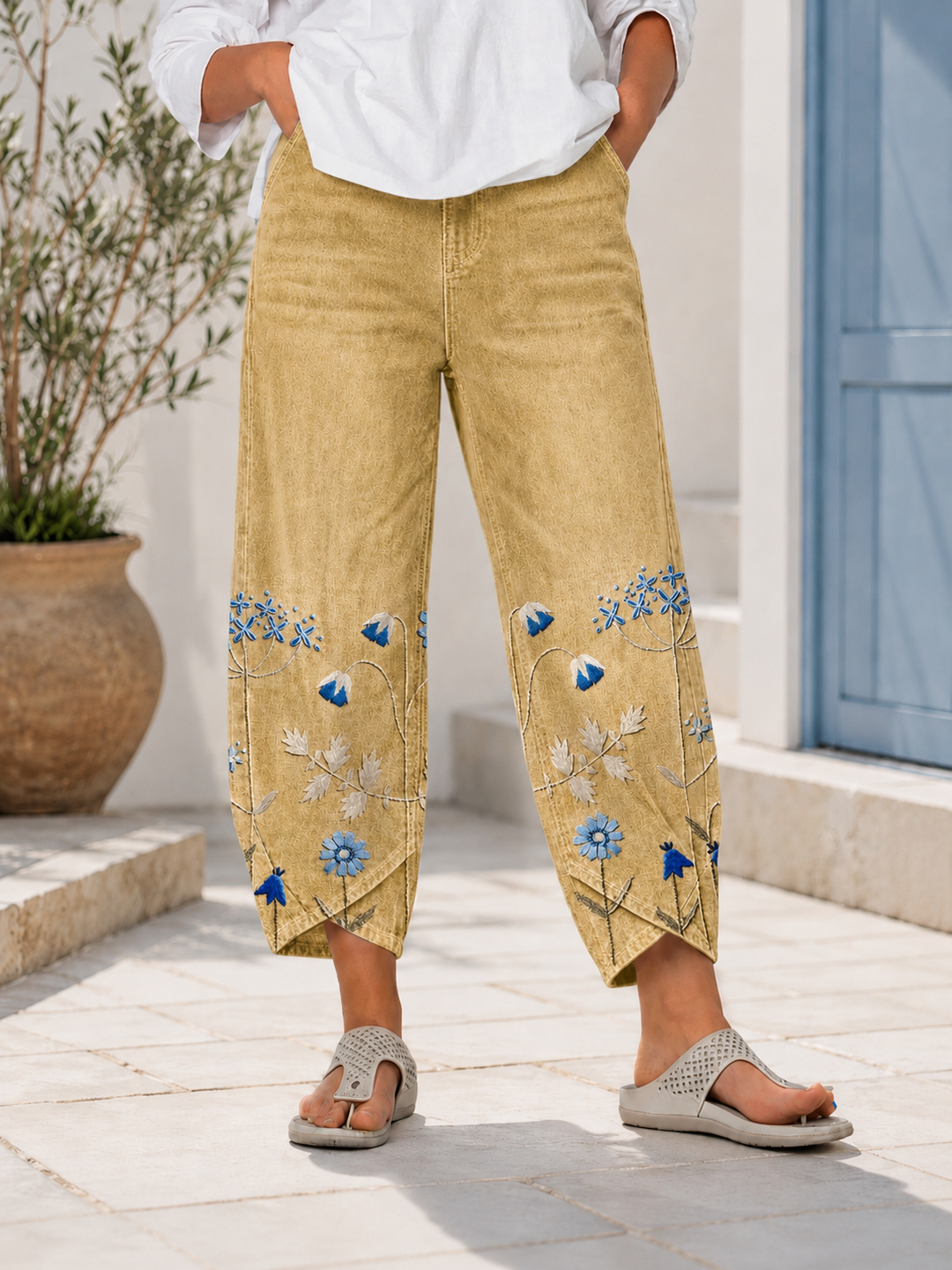 Selcen - Casual Embroidered Trousers