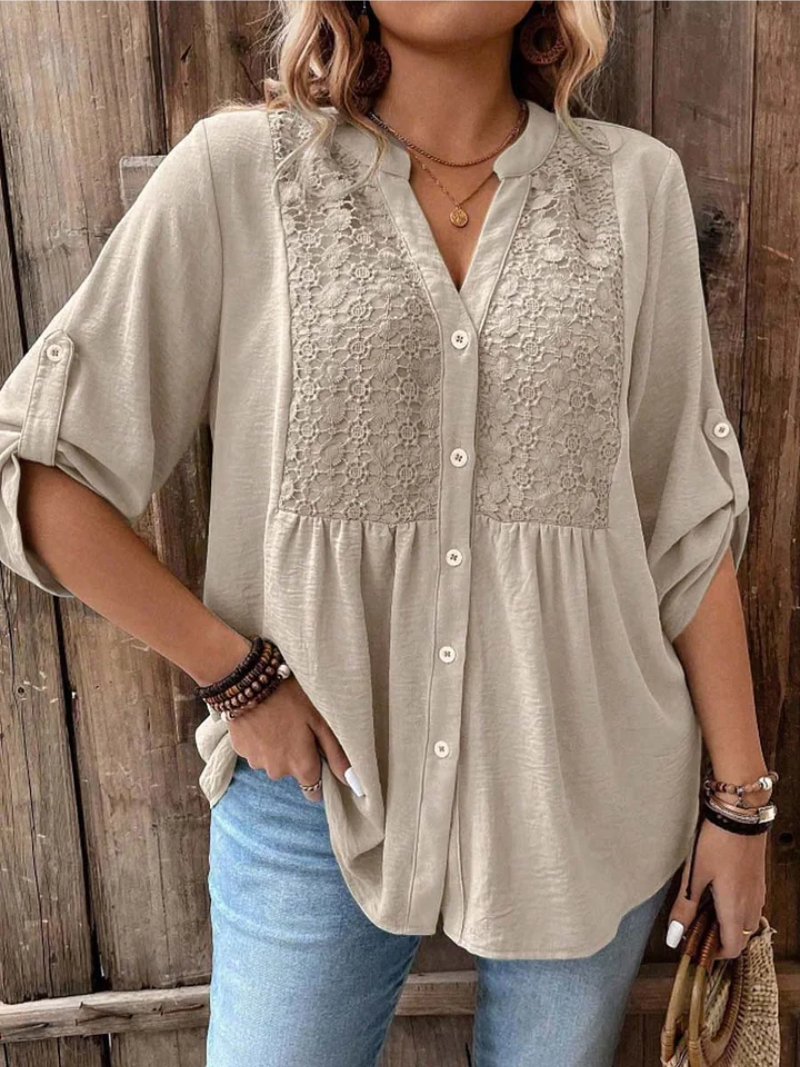 Darshani - Stylish V-neck Blouse With Button