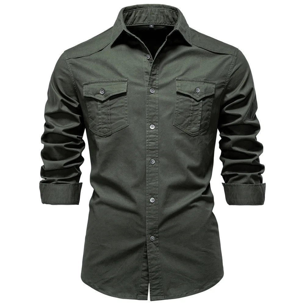 Norbwaldmir - Long Sleeve Cotton Shirt