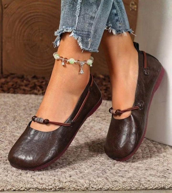 Renis - Flats With Square Toe and Beaded Strap
