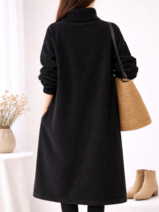 Mohana - Long Corduroy Dress with Turtleneck