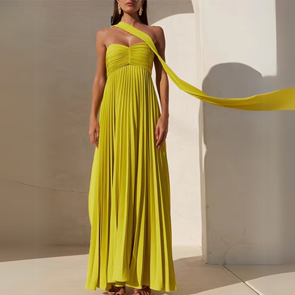 Melista - Elegant Pleated Long Dress