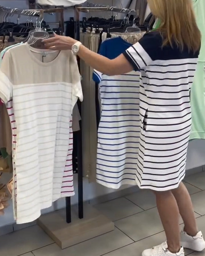 Luella - Casual Striped Round Neck Dress