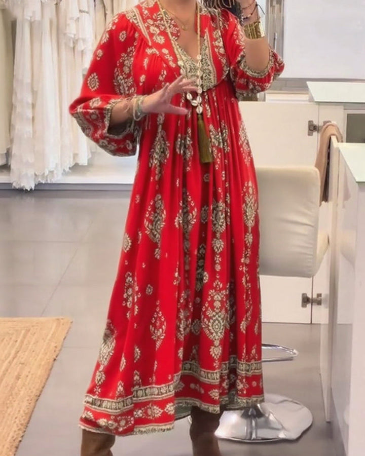 Zoraolisa - Casual Printed Dress With Pockets