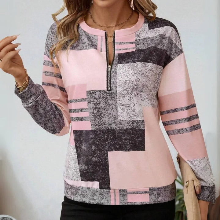 Violeta - Half-Zip Printed Top
