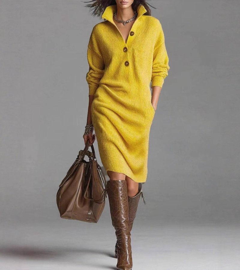 Toshiko - Elegant Knitted Long Sleeve Dress
