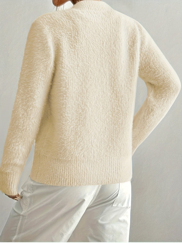 Smelissa - Heart Button Long Sleeve Knitted Cardigan