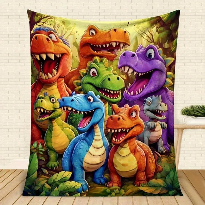 DinoSnuggle - Soft Funny Throw Blanket Dinosaurs HD Digital Print